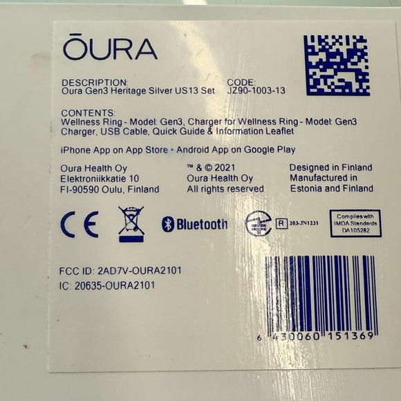 Oura Ring, Gen3, Heritage style in silver, Size 13 - Picture 8 of 8